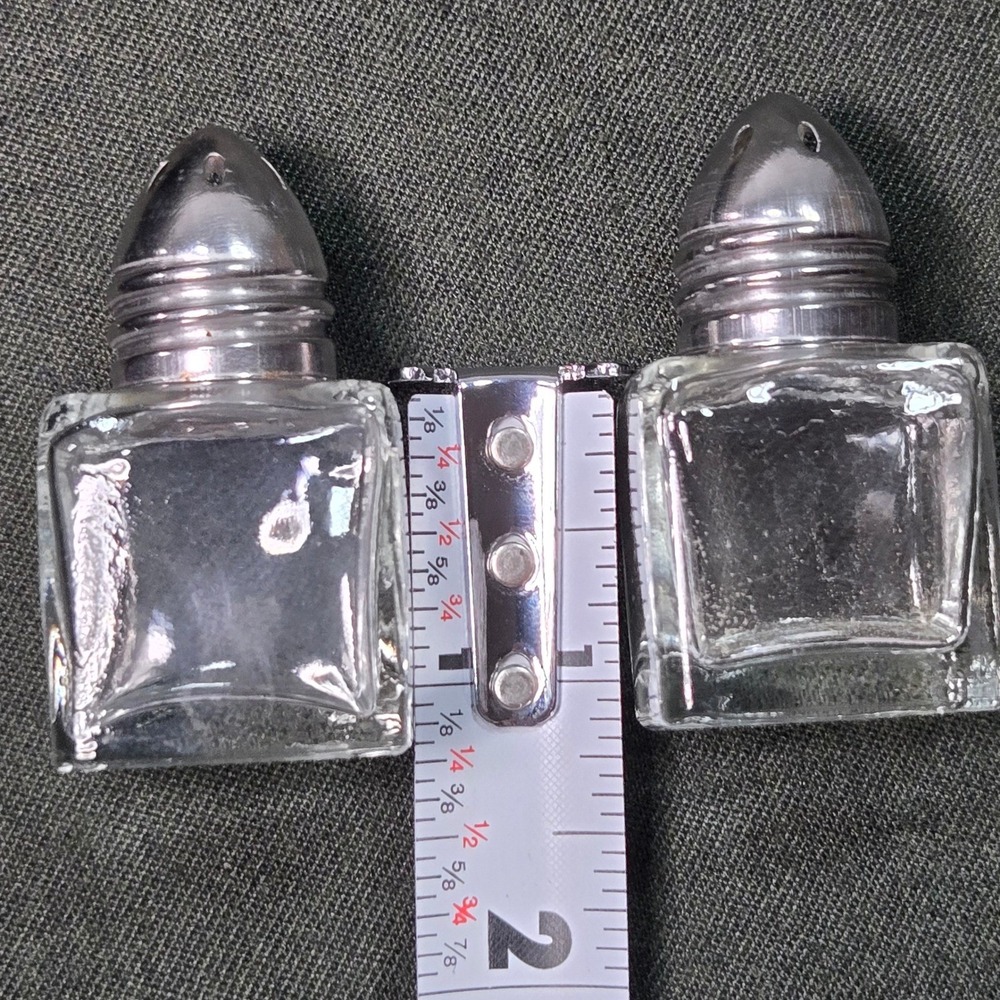 Mini Glass Salt and Pepper Shakers Square Setting 1.5in 12 individual or 6 sets